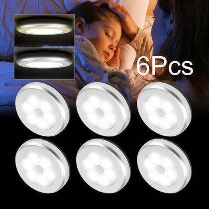 6x 6LED Motion Sensor Night Lights PIR Wireless Wall Closet Stair Wireless Lamp