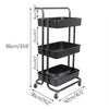 Kitchen Trolley Cart 3 Tier Mesh Shelf Handle Rolling Wheels Useful Storage Rack
