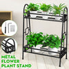 2 Tier Metal Planter Flower Stand Holder Display Rack Shelf Home Garden Outdoor