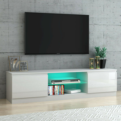 Modern TV Unit Cabinet Stand High Gloss Doors Matt Dody 160cm with LED Lights
