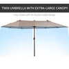Sun Umbrella Canopy Double-sided Crank Sun Shade Shelter 4.6M Coffee
