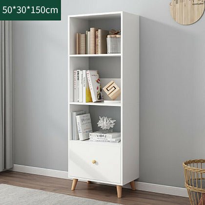 4 Tier 150cm Bookshelf Tall Unit Display Bookcase Book Shelf Storage White Door