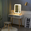 Modern Dressing Table Set Dimmable LED Lighted Mirror 2 Drawer Makeup Vanity Set