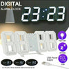 3D Digital Wall Clock LED Display USB Powered Alarm Clock Brightness Auto Dimmer