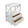 Bedside Table Sofa End Standing Nightstand w/ 2 drawer Bedroom Living Room White