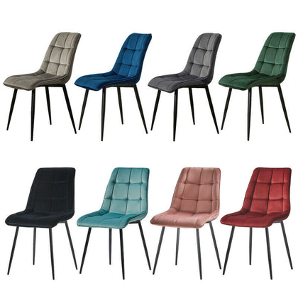 Set of 2 Blue Grey Velvet Dining Chairs Dinning Kitchen Room Metal Leg Padded