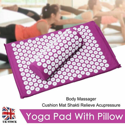 Acupressure Mat Massage Pillow Pain Stress Relief Therapy Shaki Sit Lying Mats
