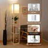 Floor Lamp with Shade Standing Light Reading Shelf Bedroom Livingroom White Wood