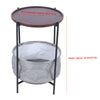 Side Table, Coffee Tea Table, Round Sofa Table Tray With Fabric Storage Basket