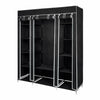 Mondeer Grey Canvas Fabric Wardrobe w/ Hanging Rail Clothes Storage Cupboard