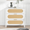 Chest of Drawers 3 Rattan Drawers White Storage Cabinet Home Bedroom Furniture