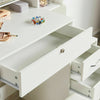 Modern Dressing Table Stool Set Makeup Desk w/4 Drawer & Sliding Mirror White
