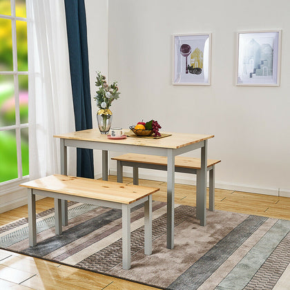 Solid Wood Dining Table and Chairs Bench Set Kitchen Dining Room Home Furniture