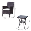 Outsunny 3PC Rattan Furniture Bistro Set Garden Chair Table Patio Outdoor Wicker