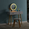 White Vanity Dressing Table Makeup Desk Stool Set with Drawers Mirror LED Light