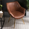 2-Pieces PU Leather Distressed Padded Dining Chairs Kitchen Oyster Ribbed Chair