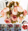 13 Heads Silk Peony Artificial Flowers Peony Wedding Bouquet Home Party Decor