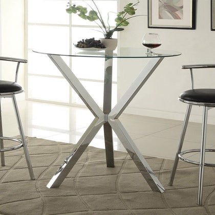 Modern Glass Round Table Living Dining Room Furniture Cross X Metal Legs