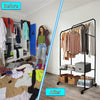 Deluxe Double-Rail Clothes Garment Hanging Drying Rack w/ 2 Tier Shoe Shelves