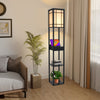 Wooden Floor Lamp 3-Tier Storage Freestanding Lignting with Drawer USB Type C