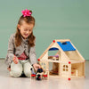 13pc Kids Girls Childrens Wooden Doll House toy with Furniture and Toy Figures