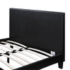Wooden Double Bed Frame PU Leather Bed Platform with Headboard Upholstered Black
