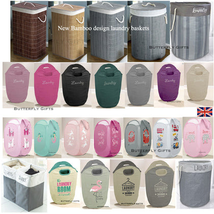 LAUNDRY DIAMANTE WASHING DIRTY CLOTHES BASKET BIN FOLDABLE STORAGE BAG HAMPER