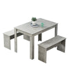 Dining Table and Bench Set Solid Dining Room Unit Kitchen Furniture Grey Home