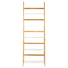 WHITE & BAMBOO 5 TIER TALL BOOKCASE SHELVES MODERN HOME SHELVING UNIT