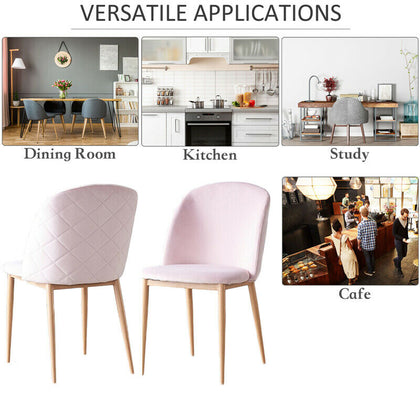 Set of 2 Velvet Padded Dining Chairs Living Room Chairs Wood Legs Counter Chair