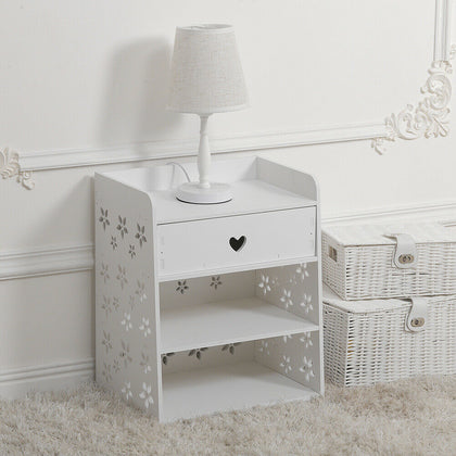 1 Drawers Bedside Table Nightstand Cabinet with Shelf for Bedroom Living Room UK