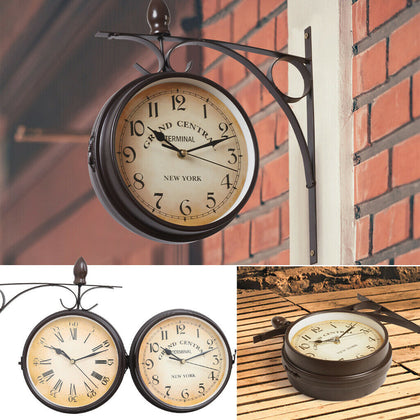 Vintage-Inspired Round Double Sided Wall Clock 8