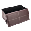 Folding Foldable Ottoman Storage Box Toys Box Leather Bench Seat with Line Brown