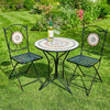 Bistro Table Set Brown Beige Mosaic 2 Chairs Outdoor Furniture Garden Furniture