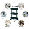 3 Tier Slim Salon Kitchen Storage Trolley Cart Metal Rack Tray Rolling On Wheel