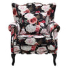 High Back Upholstered Fabric Floral Armchair Padded Sofa Accent Chair Studs Seat