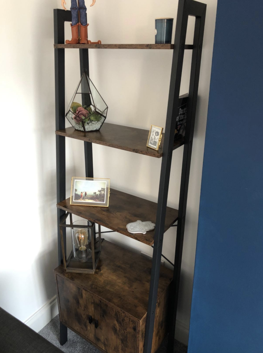 Industrial Ladder Shelf Vintage Retro Furniture Rustic Metal Bookcase Cabinet