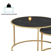 Black Marble Vein Round Coffee Tables Set Sofa Side Nested End Table Living Room