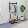 Metal Clothes Rail Rack Garment Hanging Coat Display Stand w/Shoe Storage Shelf