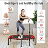 Folding Fitness Trampoline Adults Kids Exercise Bouncer W/ Adjustable Handrail