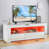 Modern 120CM TV Unit Cabinet Stand Set White High Gloss with LED Lights Drawers
