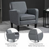 Linen Modern-Curved Armchair Accent Seat w/ Thick Cushion Wood Legs Grey