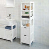 Tall Bathroom Storage Cabinet with 3 Shelves and 2 Drawers FRG126-W,UK