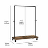 Industrial Metal Clothes Rail with Rustic Wooden Bottom Shelf