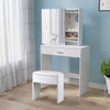 Modern White Dressing Table Makeup Vanity Desk w/ Drawer&Sliding Mirror Bedroom