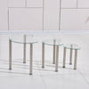 Nest of 3 Side Table End Table Glass Metal Legs Nesting Tables Living Room Heart