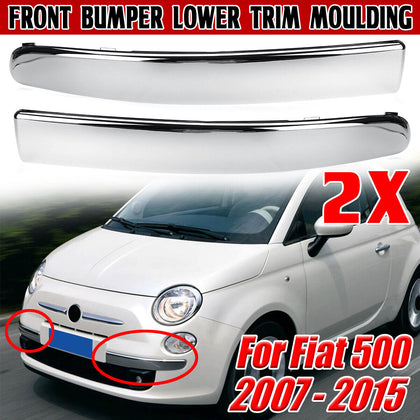 FOR FIAT 500 2007-2015 LOUNGE FRONT BUMPER MOLDING LOWER CHROME TRIM LEFT+RIGHT