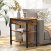 61cm Nightstand 3-Tier Storage Narrow Sofa Table Open Shelf Wooden End Table