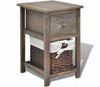 Bedside Small Bedroom Cabinet Storage Drawer End Table Wood Brown Wicker Basket