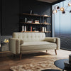 3 Seater Cream Sofa Bed Fabric New Foam Wood Legs Double Bed with 2 Cushions